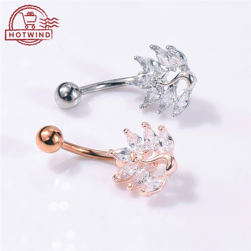 Khuyên rốn mặt hình chim công đính đá lấp lánh trang sức múa Belly Dance