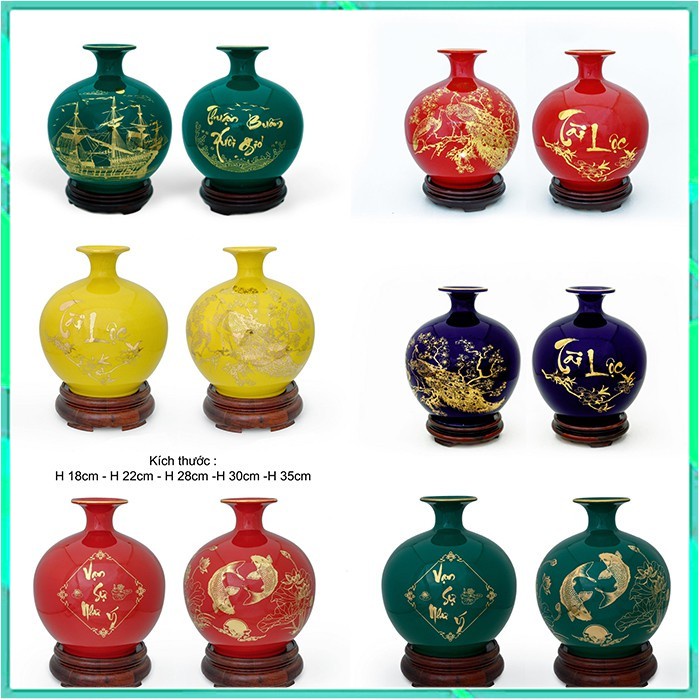 Bình hút lộc, tổng hợp lọ hoa hút tài lộc phát tài phát lộc gốm sứ bát tràng( giá 1 bình)