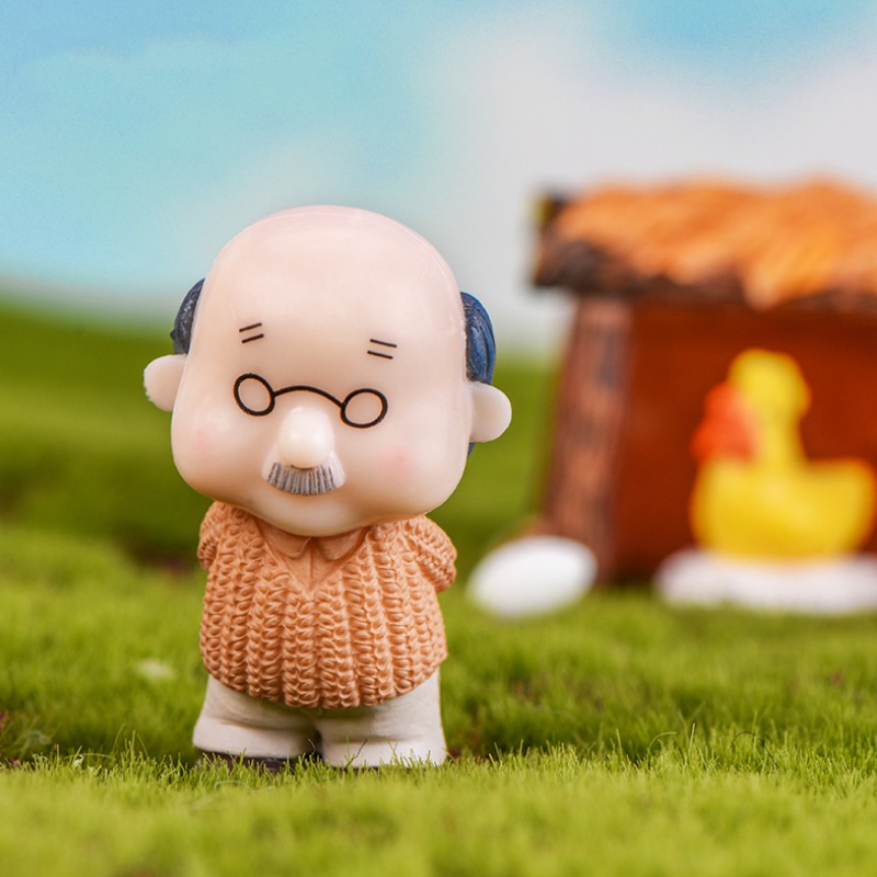 Set 2 mô hình ông bà xinh xắn trang trí sân vườn