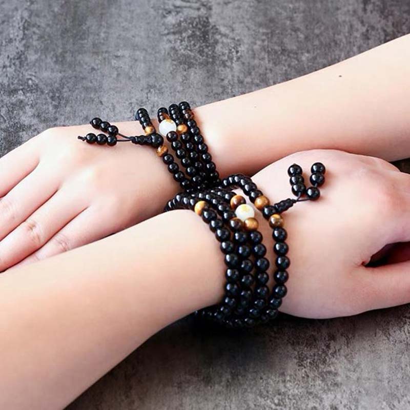 Vòng tay chuỗi hạt đá Obsidian 6/8mm cho cặp đôi