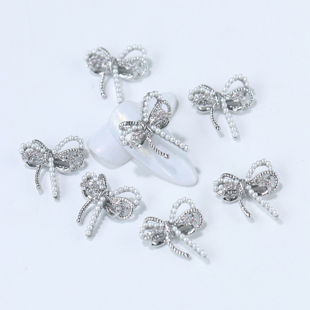 [Hàng mới về] Set 5 phụ kiện hình nơ đính đá bằng hợp kim nhiều màu dùng để trang trí móng nghệ thuật