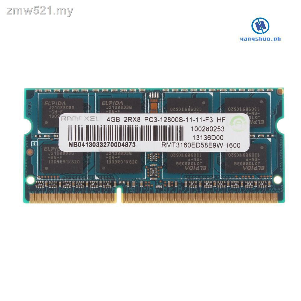 Thẻ Nhớ 100% Ramaxel So-Dimm Pc3-12800S 2rx8 Ddr3 4gb Ram 204pin 1600mhz