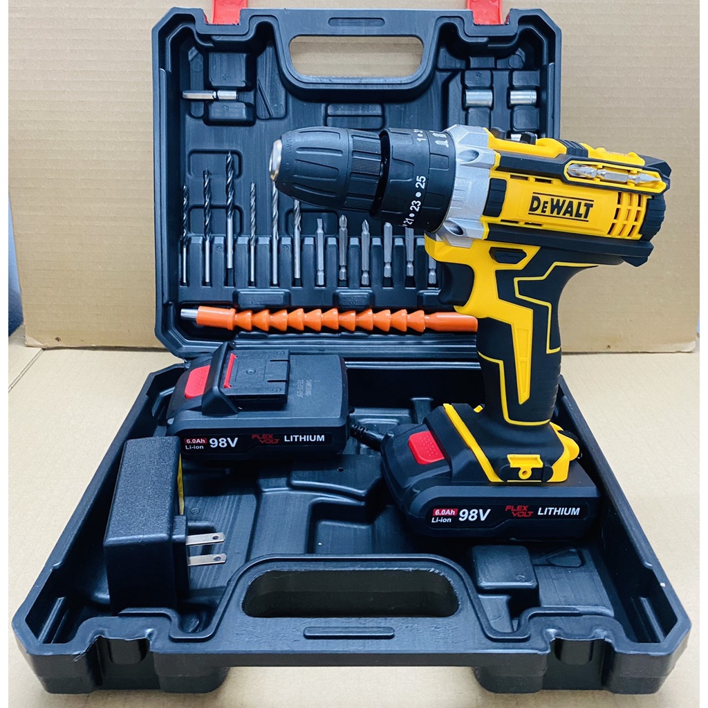 Máy khoan pin 98V DEWAT 3 chức năng có búa - Chuyên Khoan tường, Khoan sắt, Khoan gỗ, Bắt vít, Vặn ốc