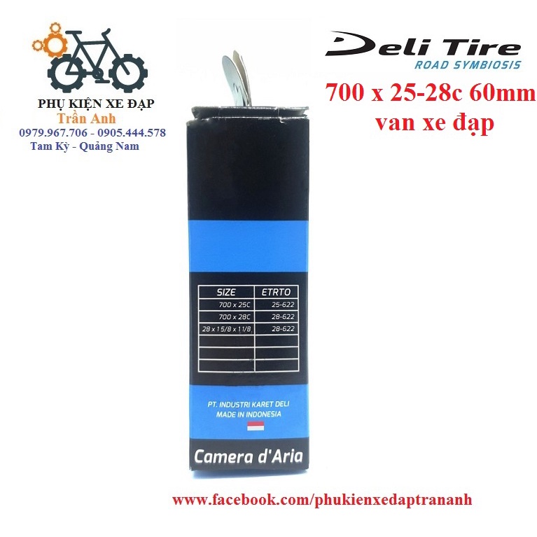 Cặp 2 cái ruột xe đạp Deli Tire 700x25-28c 60mm Van Pháp - Van Xe Đạp