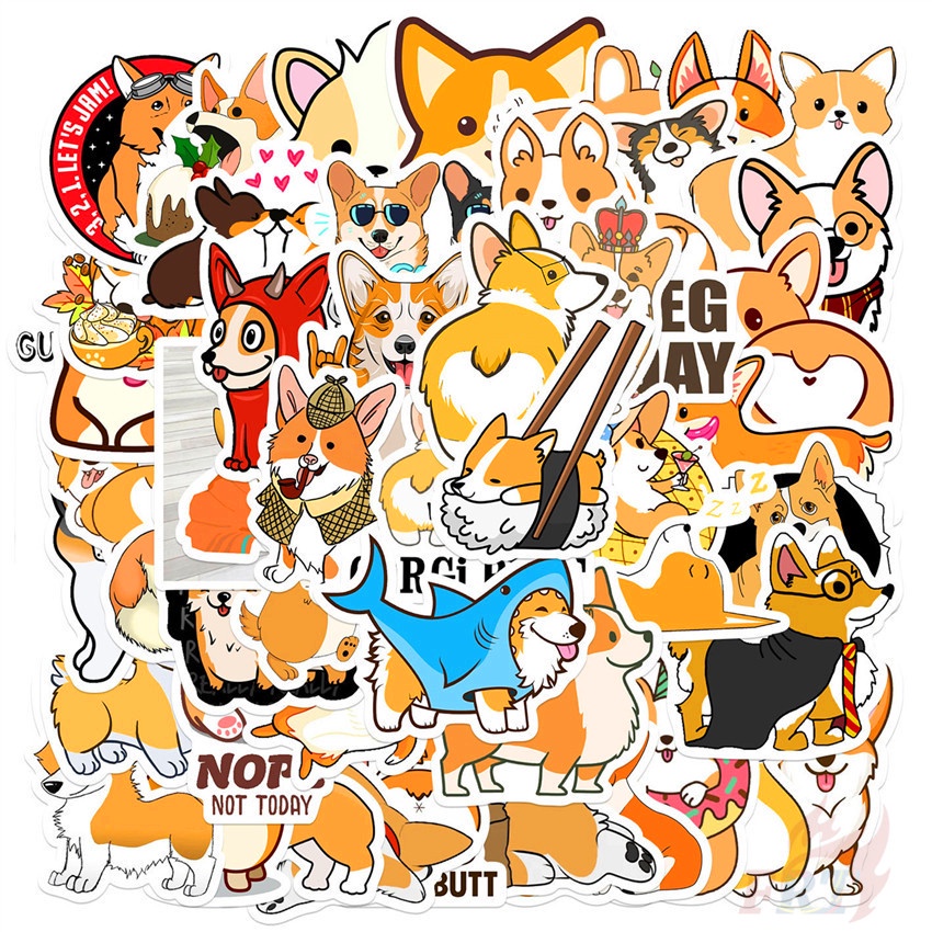 Bộ 100 Cái ❉ Hình Dán Dòng Corgi B ❉ Sticker Dán Hành Lý Hình Chú Chó Doodle Thời Trang