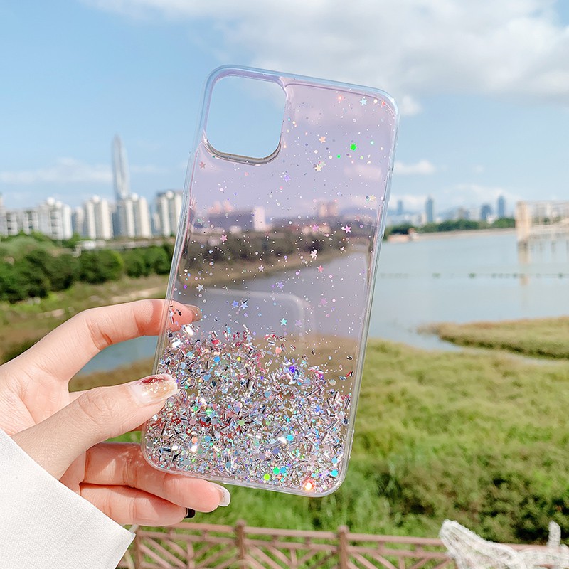 Ốp điện thoại trong suốt kim tuyến lấp lánh thích hợp cho iPhone 13 Pro 11 Pro Max XS XR X 12 Mini 6s 7 8 Plus SE 2020