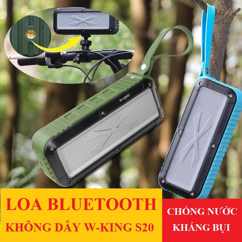 Loa di động Bluetooth thể thao kháng nước kháng bụi IPx6 chính hãng W-King S20