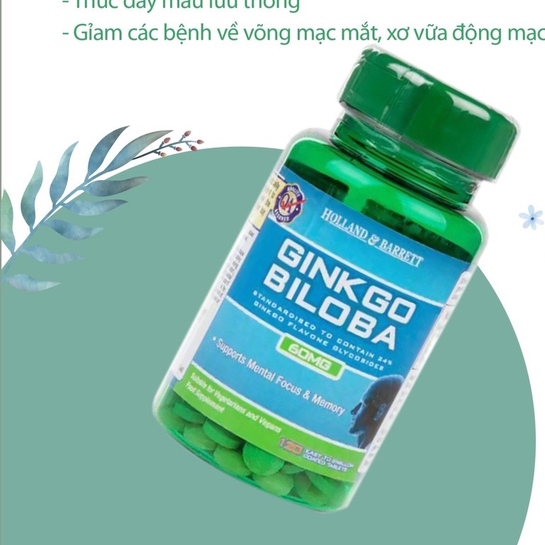 Viên Uống Bổ Não Holland &amp; Barrett Ginkgo Biloba 120 Tablets 60mg