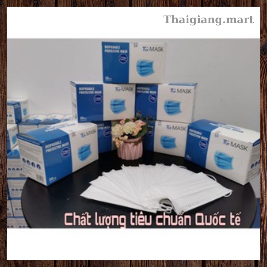 Khẩu trang y tế kháng khuẩn màu trắng 3 lớp kháng khuẩn chính hãng TGMASK