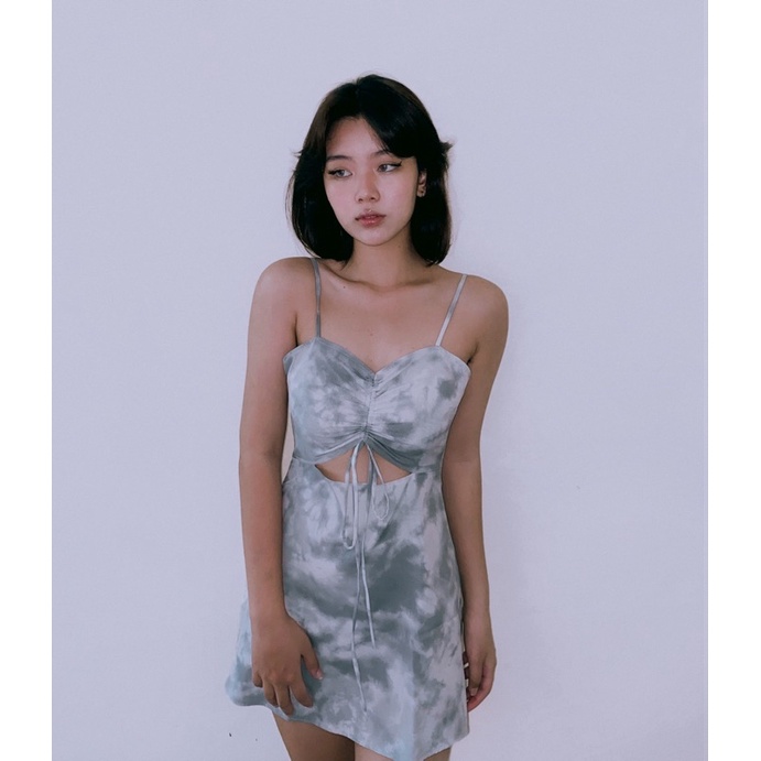 DALLA Đầm hai dây chữ A màu xám loang rút ngực Dalla Saigon | BigBuy360 - bigbuy360.vn