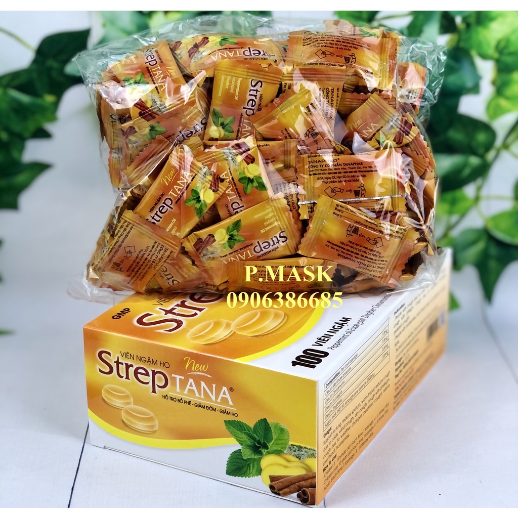 Viên ngậm ho STREPTANA 100 Viên/ hộp - Hỗ Trợ Bổ Phế, Giảm Đờm, Giảm Ho
