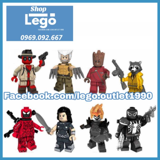 Xếp hình Deadpool - Wolverine - Groot - Rocket Raccoon - Carnage Lego Minifigures POGO PG8159