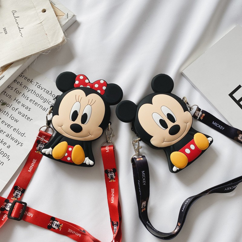 Túi Nhựa Silicon,Túi Đeo Chéo Hình Chuột Mickey Minnie Dễ Thương Cho Bé túi kẹp nách bò sữa