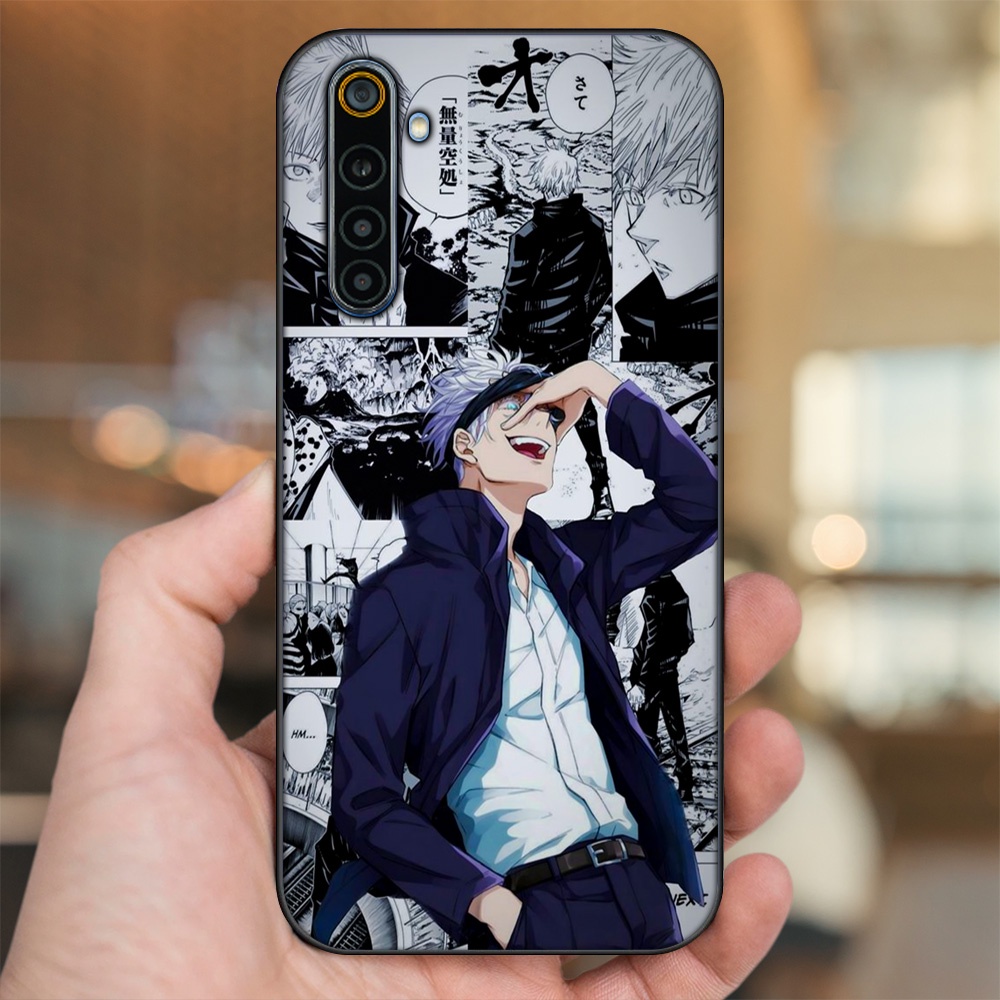 Ốp lưng Realme 6, 6 Pro viền đen in hình Satoru Jujutsu Kaisen
