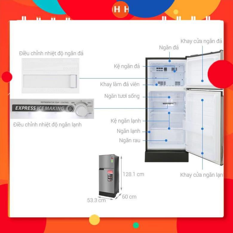 [BMART] SJ-X176E-SL | SJ-X176E-DSS | Tủ lạnh Sharp Inverter 165 lít - HÀNG CHÍNH HÃNG 24h