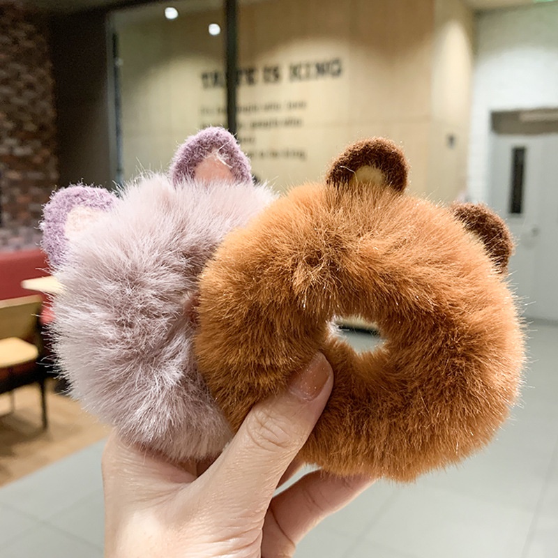 Buộc tóc scrunchies dạng lông dễ thương