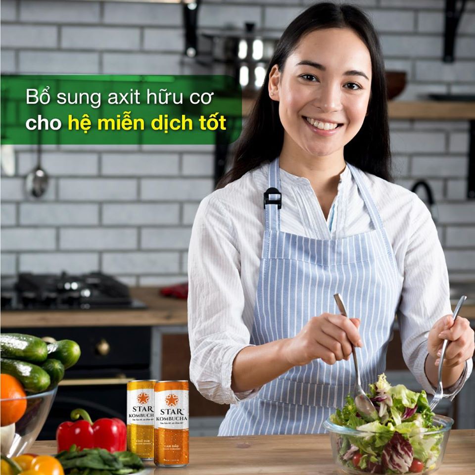 Trà KOMBUCHA - Vị Lựu Đỏ/PomeGranate Purity ( Thùng x 12 Lon ) STAR KOMBUCHA.