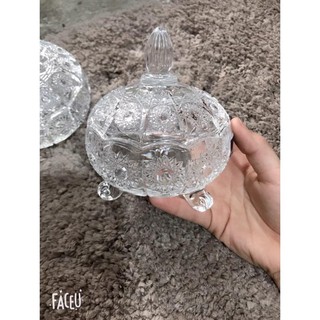 [Xả Kho] thố thủy tinh đựng mứt giọt nước/3 chân
