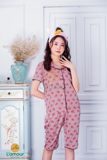 Bộ lụa hoạ tiết Tim Đôi - Lửng