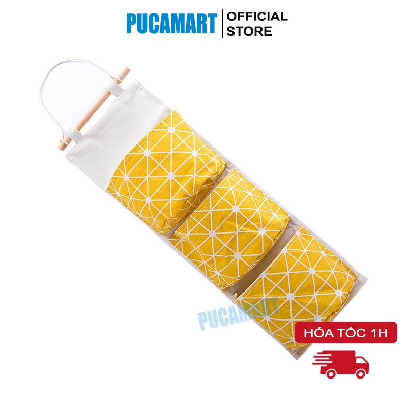 Túi Treo Decor 3 Tầng PUCA, Túi Treo Đồ Cá Nhân, Túi Vải Bố Kèm Thanh Treo