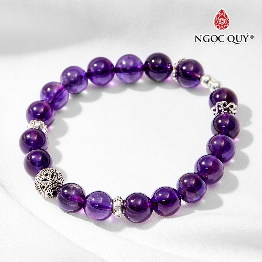 Vòng tay TA tím phối charm đồng tiền - Ngọc Quý