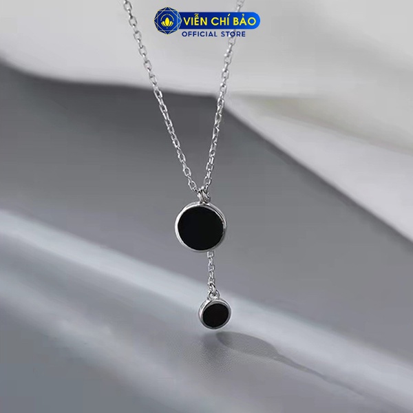 Dây chuyền bạc nữ họa tiết Black Circle chất liệu bạc S925 thời trang phụ kiện trang sức nữ Viễn Chí Bảo D000162
