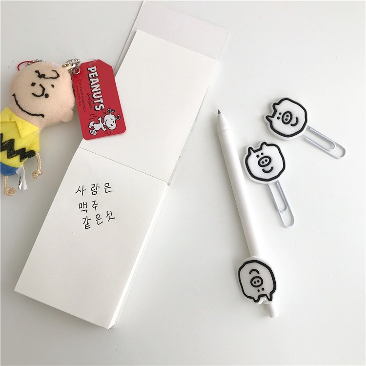 <24h delivery>W&G Korean cartoon pig pig avocado avocado student stationery bookmark silicone paper clip