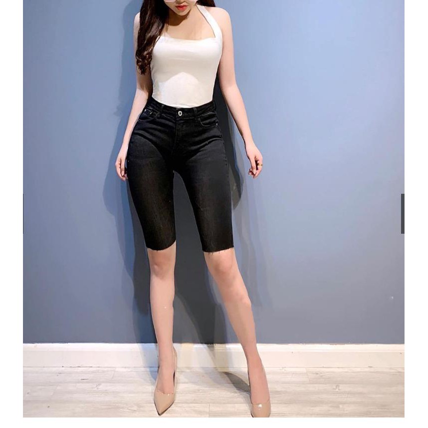 quần short jean NGỐ MÀU ĐEN TUA LAI SN-D1-22