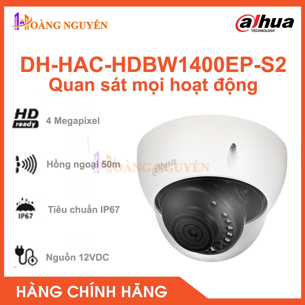 CAMERA Dahua DH-HAC-HDBW1400EP-S2 4MP Vỏ Kim Loại, Hỗ Trợ Chống Nước, Bụi Bẩn - Chuyên Gia Lắp Đặt Ngoài Trời