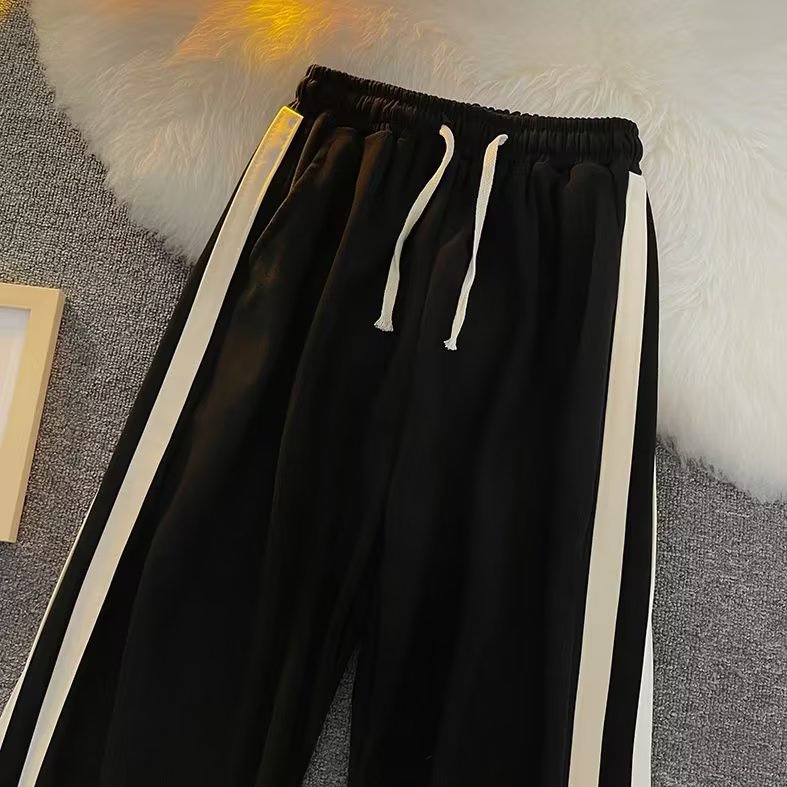 Quần ống rộng Phối Sọc Hai Bên Thời Trang Hàn Quốc Cỡ Lớn Thoải Mái Dành Cho Nam [M-3XL]