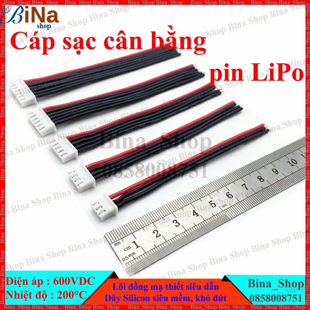 Cáp sạc cân bằng pin 1S 2S 3S 4S 5S 6S Cáp JST 22AWG