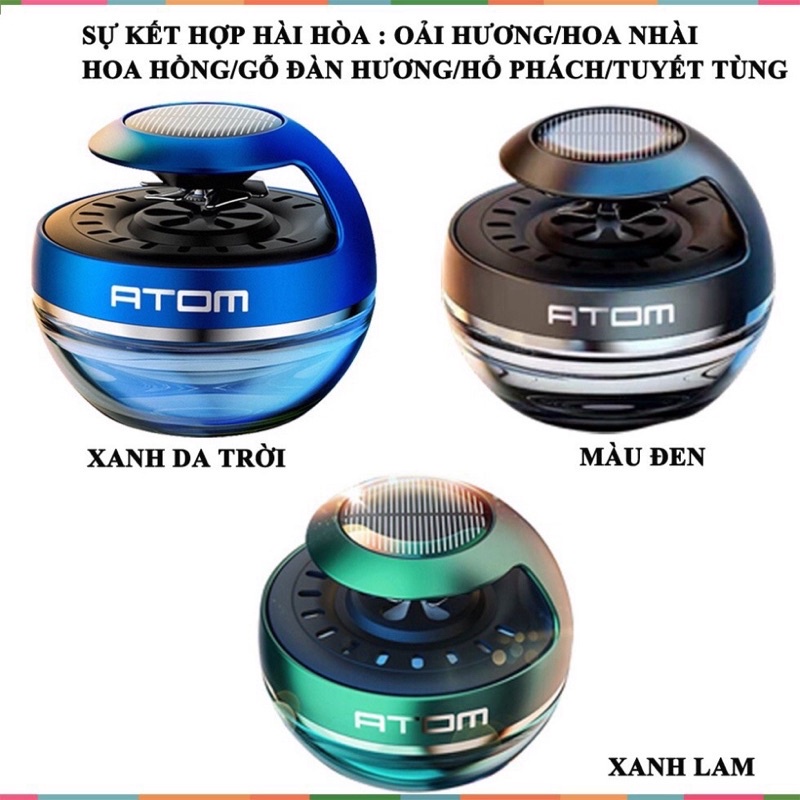 Nước Hoa Ô Tô, Nước Hoa Atom Cao Cấp Chạy năng lượng Mặt Trời xoay quạt tỏa hương khắp nội thất xe