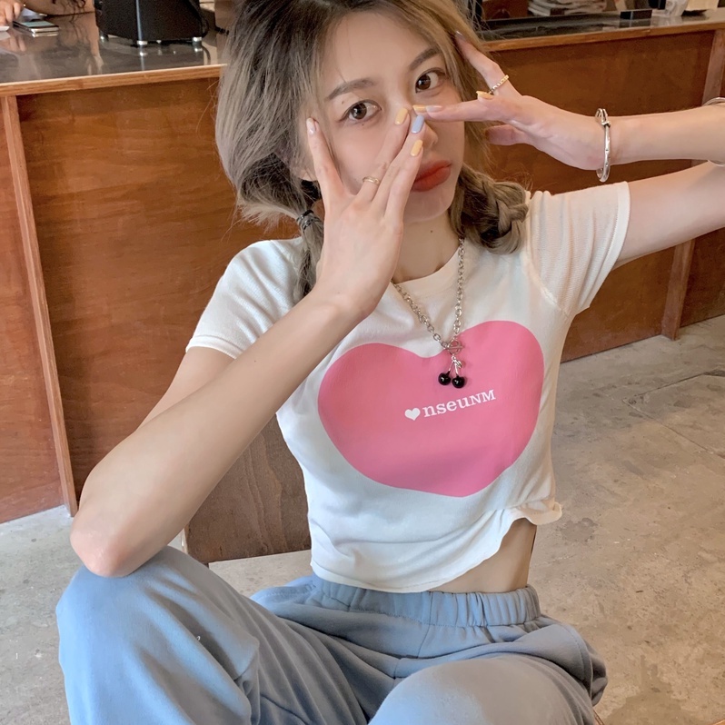 Áo thun ZHELIHANGFEI dáng ôm tay ngắn hở rốn quyến rũ thời trang dành cho nữ