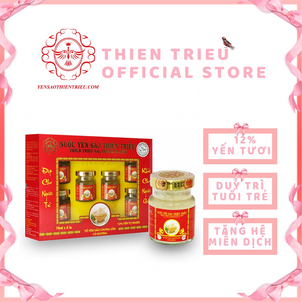 [FREESHIP]Nước Yến Sào Thiên Triều cao cấp 12% yến tươi ❤️️ (loại Hộp đường phèn 6 Hũ ) 70ml /hũ❤️️ | BigBuy360 - bigbuy360.vn