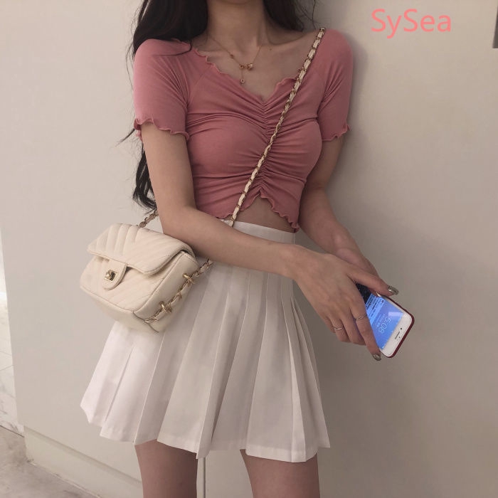 Women Short Sleeve T-shirt Summer Slim Knit Top