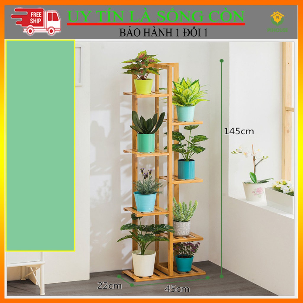 [ĐẸP NHÀ-ĐẸP CỬA] Kệ Hoa Nhiều Tầng PiHouse Có Giá Để Hoa BằngVật Liệu Gỗ Tre Thân Thiện Môi Trường