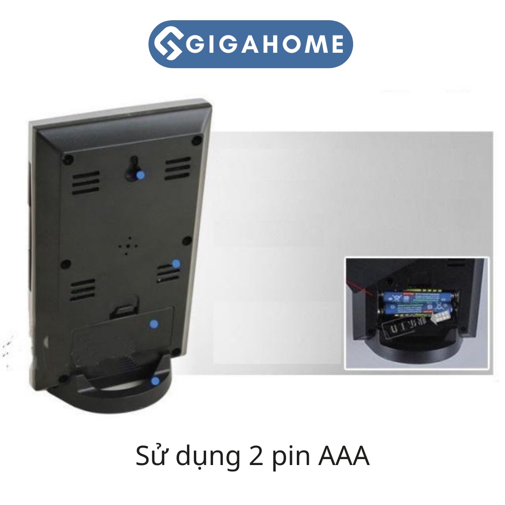 Đồng Hồ Đo Nhiệt Độ Phòng GIGAHOME Có Thời Gian, Báo Thức Màn Hình LCD 5538