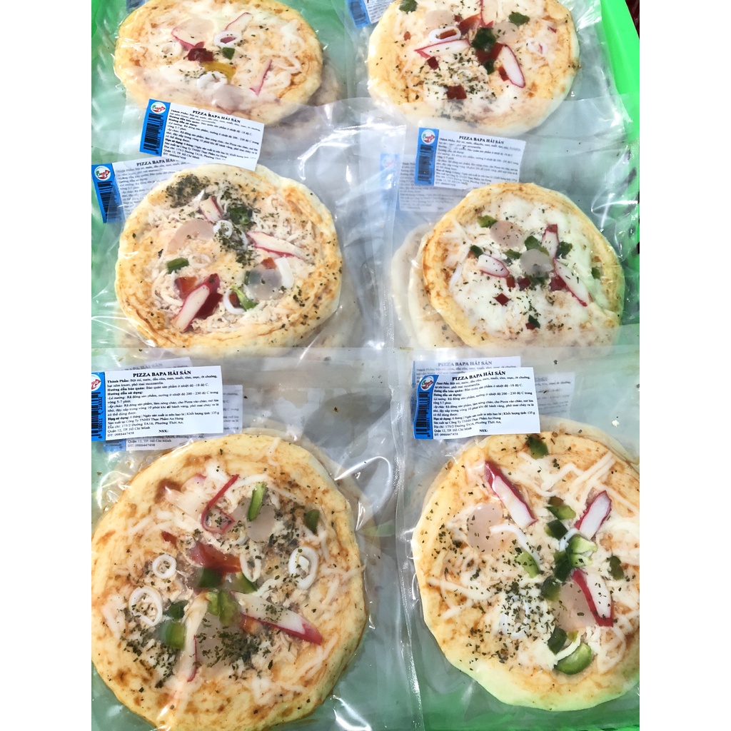 Bánh Pizza chế biến sẵn size 16cm, Đủ Vị Hải sản, xúc xích, thịt bò,.., chưa nướng