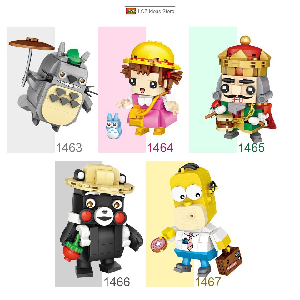 Myloz Đồ chơi trẻ em Lắp Ráp Bằng Nhựa Nhân Vật Hoạt Hình simpson kumamon 1463 Cho Bé