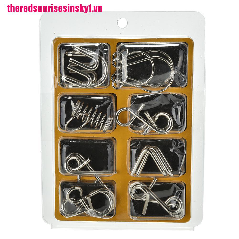 Bộ 8 món đồ chơi vòng mở khóa trí tuệ bằng kim loại cho người lớn và trẻ em