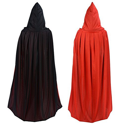 Áo choàng ma cà rồng 2 mặt đỏ đen có mũ hóa trang Halloween cho bé từ 7 tuổi trở lên và người lớn