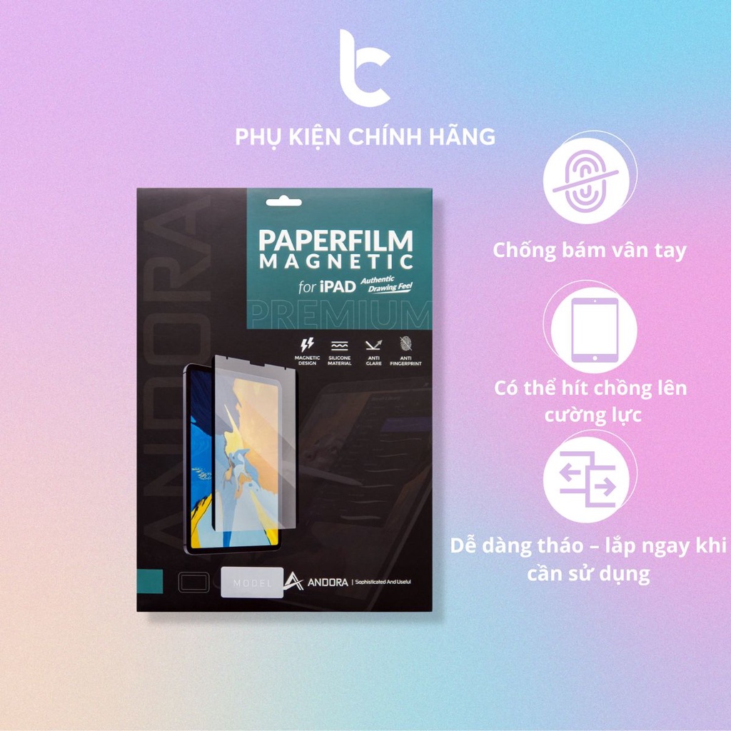 Miếng Paperlike iPad Hít Nam Châm Magnetic Andora Có Thể Chồng Lên Kính Cường Lực