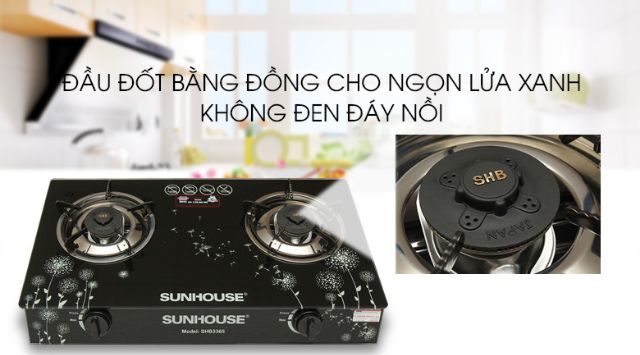 Bếp gas đôi Sunhouse 3365 Trưng Bày  TIẾT KIỆM 30% GAS  Lượng gas tiêu thụ:0.44 kg/h/2 lò. tiết Kiệm Gas )