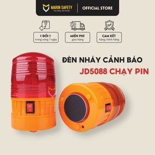 Đèn cảnh báo công trình thi công, đèn led cảnh báo tín hiệu JD-5088 sử dụng pin, đế có nam châm