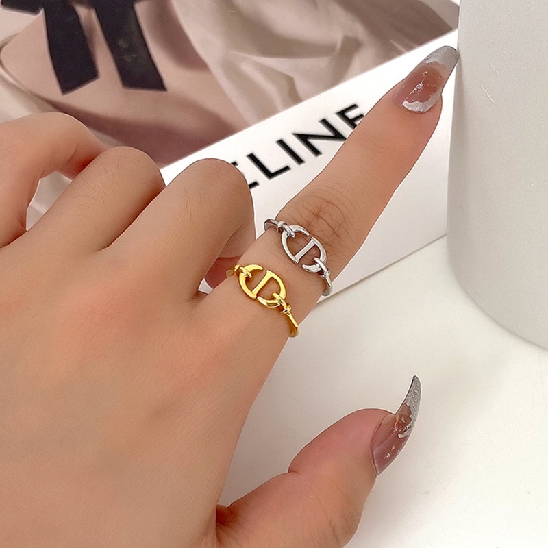 Nhẫn Hở Khắc Chữ D Đôi Đơn Giản Thời Trang Cho Nam Nữ