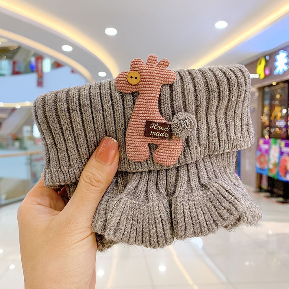 Khăn choàng cổ chất liệu len dệt kim dày dặn mềm mại giữ ấm họa tiết hoạt hình dễ thương cho bé gái