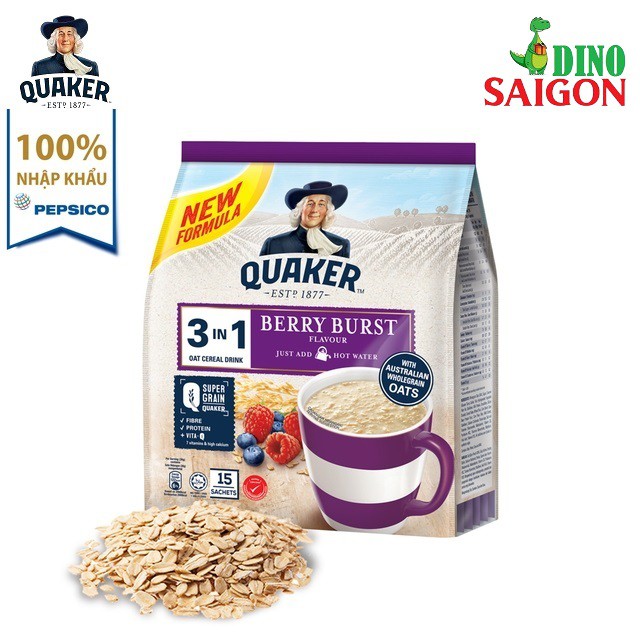 Thức uống yến mạch Quaker 3in1 Vị Dâu Berry