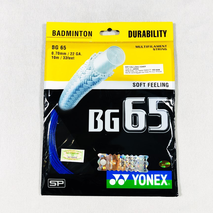 Dây căng vợt Yonex BG 65 Chính hãng 3 tem, hỗ trợ đan dây lên vợt