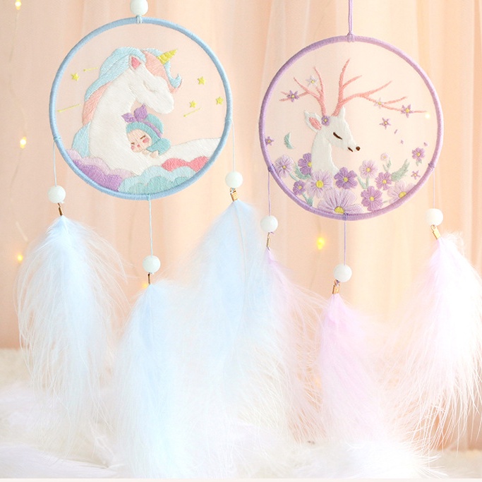 Bộ Phụ Kiện Thêu Thủ Công Mang Lại May Mắn Dễ Dùng Cho Người Mới Dreamcatcher Mặt dây chuyền ô tô