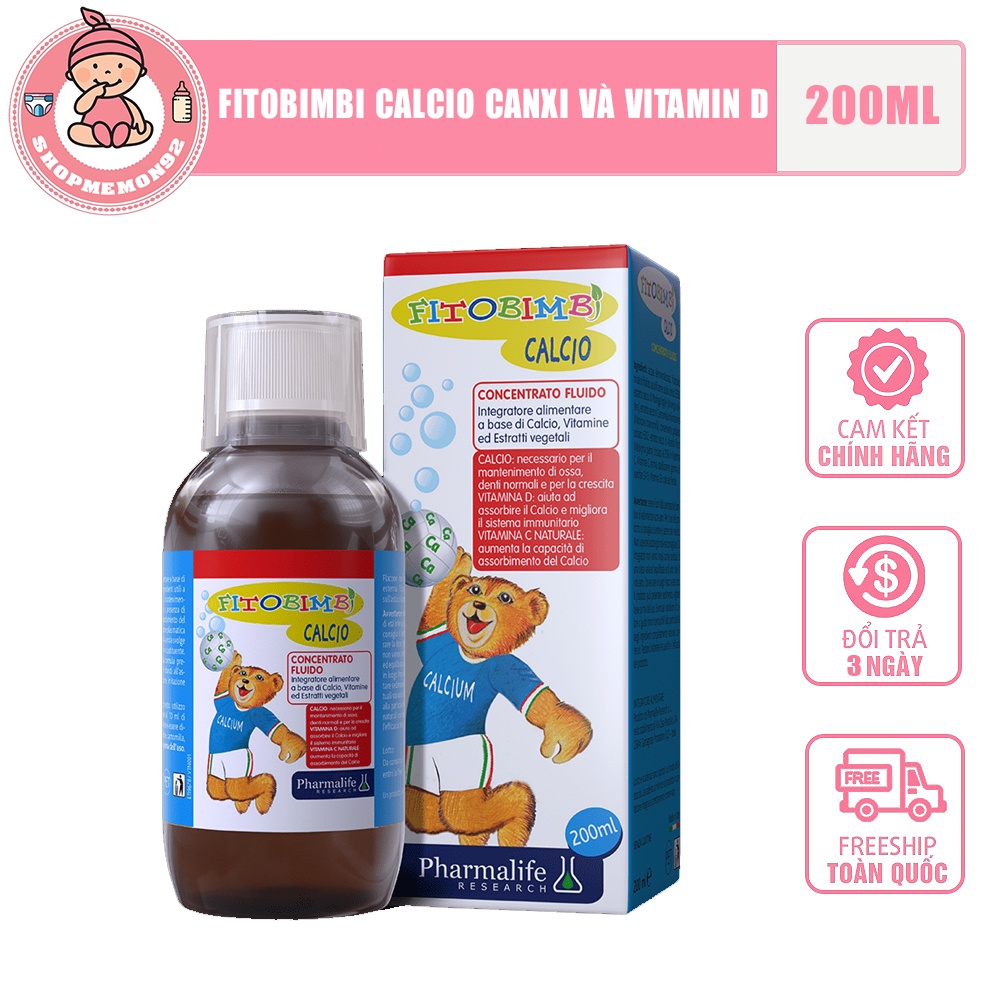 Fitobimbi Calcio - Bổ sung canxi và Vitamin D, Giúp phát triển chiều cao tối đa cho trẻ (Chai 200ml)